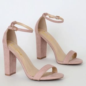 Lulus Taylor Blush Suede Ankle Strap Heels